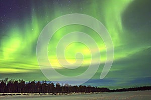 Northern Lights, Aurora borealis, over snowscape