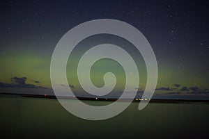 Northern lights and Aurora over Lake Superior on the North Shore of Lake Superior in Minnesota