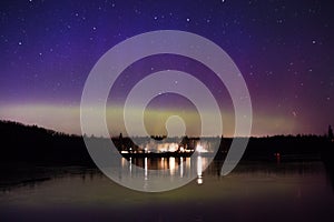 Northern lights and Aurora over Lake Superior on the North Shore of Lake Superior in Minnesota