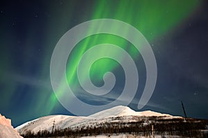 Northern lights on the background-night mountains