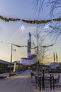 Northern lights Cathedral in Christmas