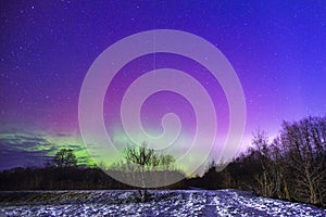 Northern lights in Estonia with a falling star