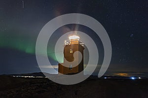 Northern Lights and Lighthouse in Iceland