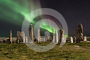 Northern lights over Callanish stones photo