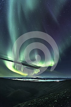 Northern lights over hverfjall