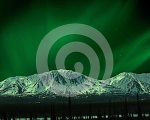 Northern Lights over Mountains in the Alaska Range