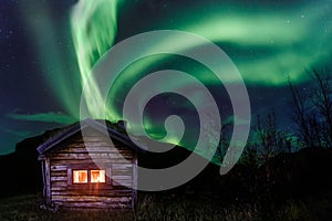 Northern lights over an old Hut