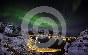 Northern lights over Reine, Norway