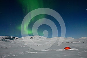 Northern lights over a Tent