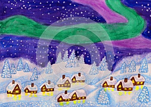 Northern lights, painting
