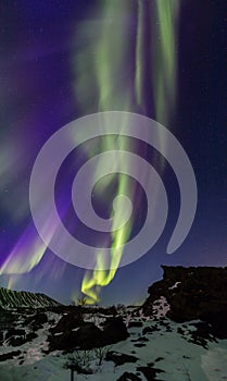 Northern Lights panoramic Arctic scene