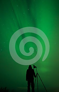 Northern lights photographer silhouette