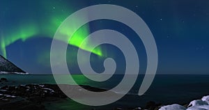 Northern lights, polar light or Aurora Borealis in the night sky time lapse