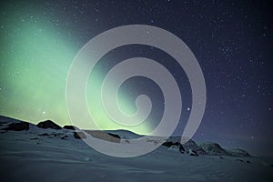 Northern lights in Reinheim Cabin, Dovrefjell National Park, Norway