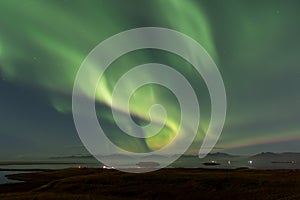 Northern Lights in the sky\'s above Hornafjordur in south Iceland