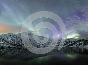 Northern lightspanorama of scandinavia norway