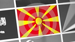 Northern Macedonia national flag of country. Northern Macedonia flag on the display, a digital moire effect.