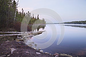 Northern Minnesota lake on a calm peaceful morning