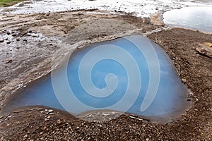 The northern pool of Blesi Hot Spring in Haukadalur Valley, Iceland