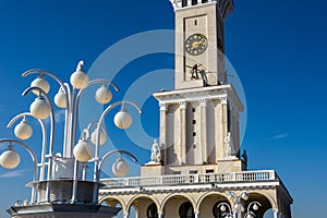 Northern River Terminal or Rechnoy Vokzal in Moscow, Russia. Monument of Soviet architecture, landmark of Moscow