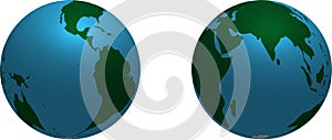 Northern and southern hemispheres of planet Earth, realistic 3D vector image on a transparent background