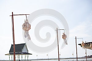 Northern style lamp, hanging on the walkway