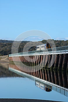 Northern super sprinter train on Arnside viaduct