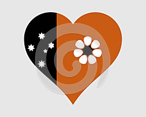 Northern Territory of Australia Heart Flag. NT AUS Love Shape Flag. Australian Territory Banner Icon Sign Symbol Clipart EPS