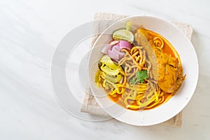 Northern Thai noodle curry soup with chicken