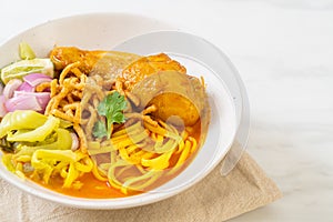 Northern Thai noodle curry soup with chicken