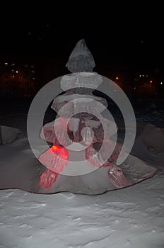 In the northernmost city of Norilsk, the streets are decorated with ice figures and illuminated Christmas trees before Christmas a