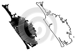 Northland Region Regions of New Zealand, North Island map vector illustration, scribble sketch Northland map