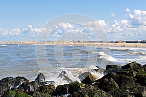 Northsea beach with cabins