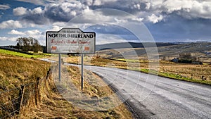 Northumberland Sign on England`s Border