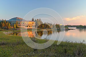 Northwest Territories Assembly Building on Frame Lake, Yellowknife, Canada