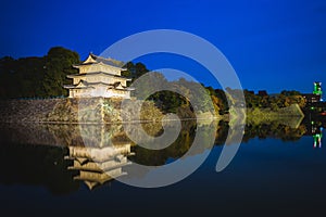 Northwest Turret and moat of Nagoya Castle in Nagoya, Japan