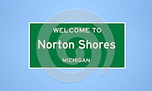 Norton Shores, Michigan city limit sign. Town sign from the USA