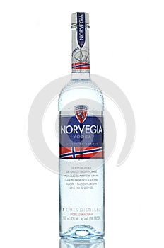 Norvegia premium vodka isolated on white background