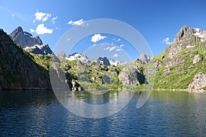 Norvegian fjords Trollfjorden, Lofots