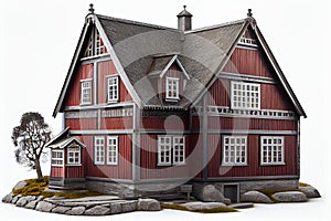 norvegian house isolated on white photo