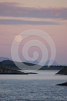 Norway coast landscape by night view