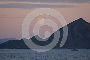 Norway coast landscape by night view