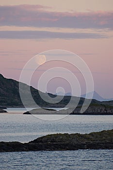 Norway coast landscape by night view