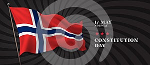 Norway constitution day vector banner, greeting card.