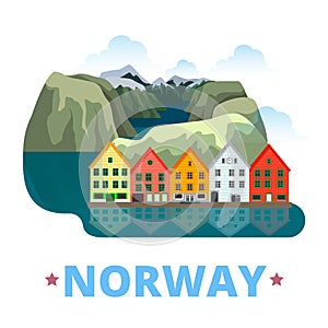 Norway country design template Flat cartoon style