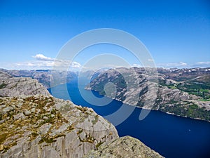 Norway - Endless view on Lysefjorden seen from Preikestolen