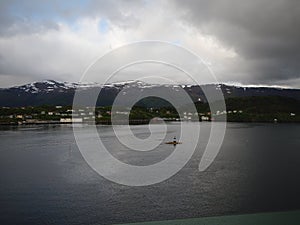 Norway Fjord landscape cloudy grey cold ocean