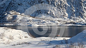 Norway fjord Nordland in winter time Lofoten Archipelago