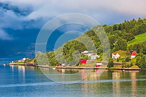 Norway fjord village landscape