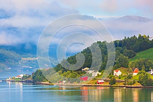 Norway fjord village landscape